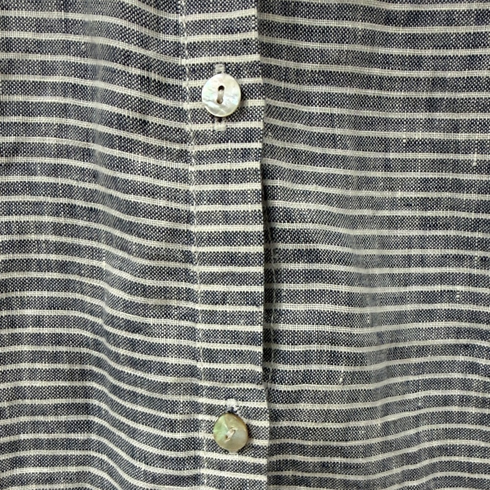 EUC Artisan Ny Slate Blue & White Striped Linen Button-Up Tunic - Picture 4 of 5